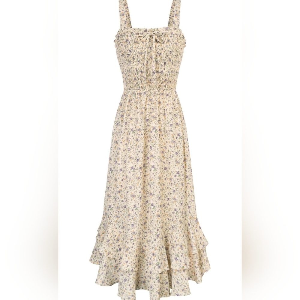 Grace Karin Cream Floral Midi Dress